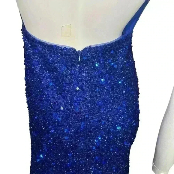 Unbranded V neck backless stretch sequin slit sleeveless evening maxi dress. - Picture 9 of 16